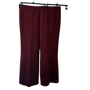 Marla Wynne Faux Suede Flare-Leg Pants, Size 2X, Burgundy